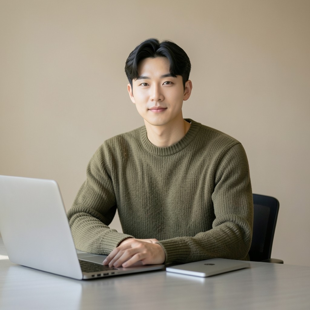 닫힌 노트북 옆에 앉은 강사 최민재